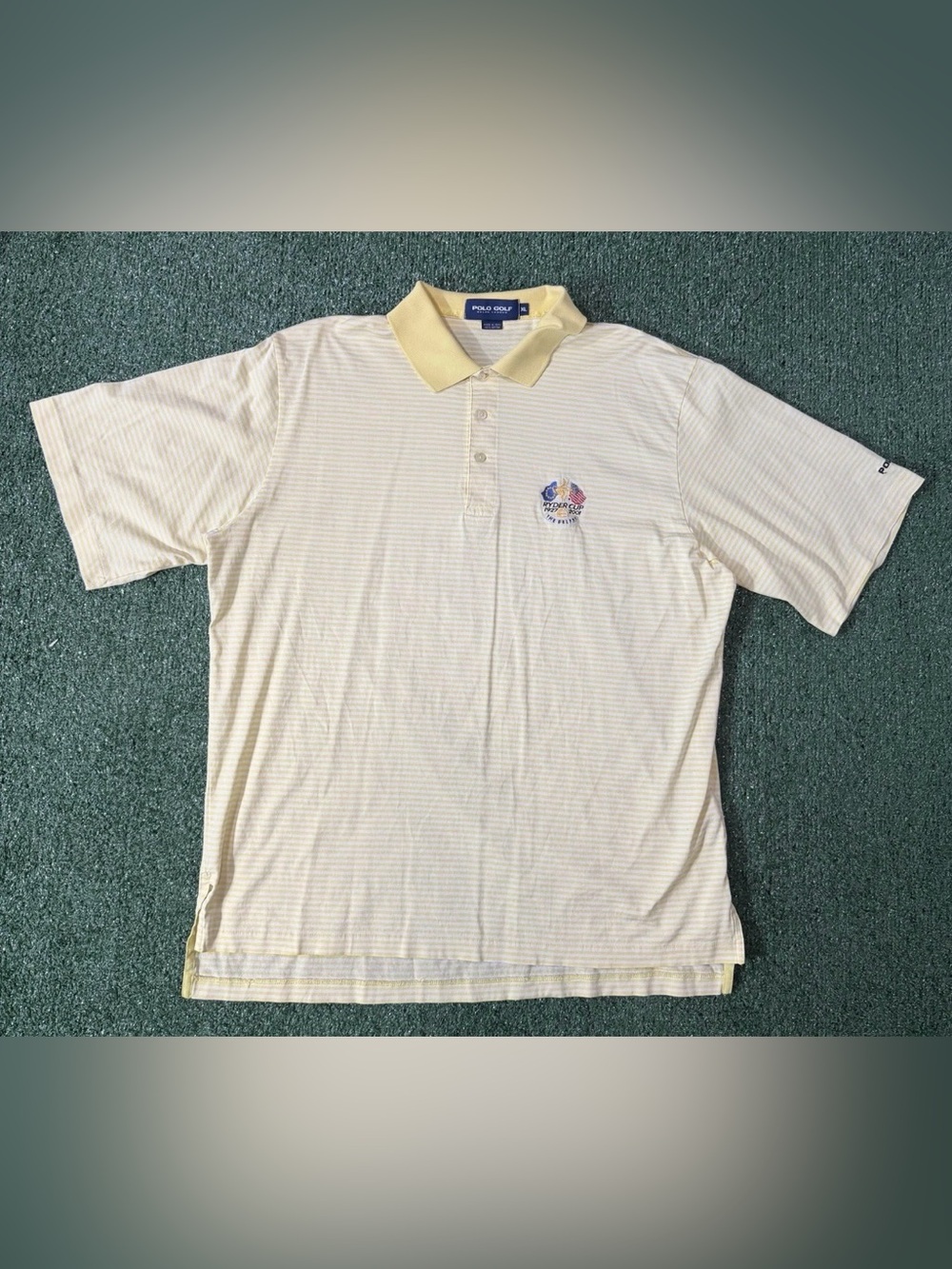 Polo Golf Ralph Lauren Mens Striped Polo Shirt - Ryder Cup Yellow/Blue XL